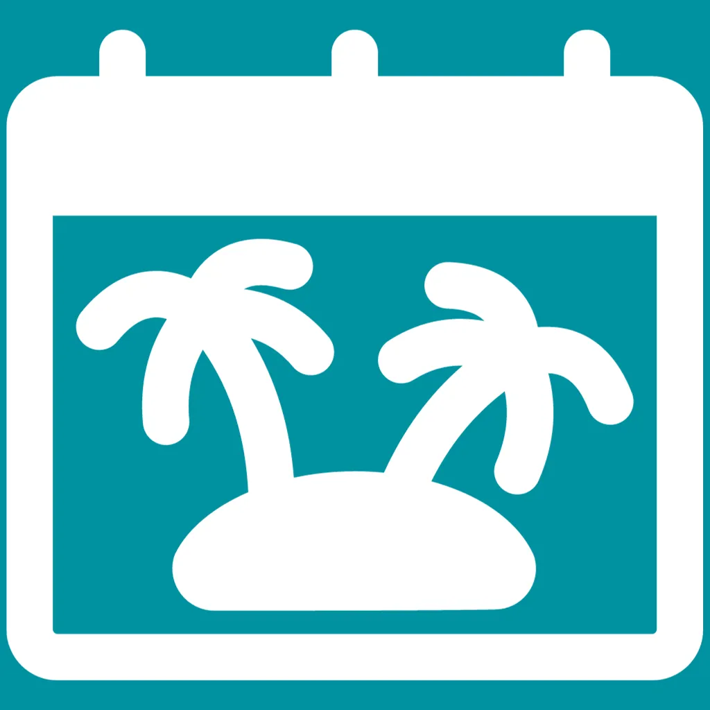Palm trees on calendar countdown to holiday icon