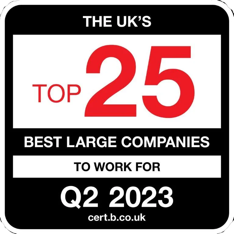 UK's Top 25 best large companies 2023 accreditation logo